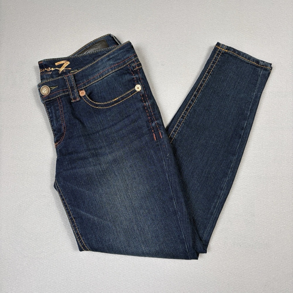 Seven 7 For All Mankind Jeans Women 12 Leggings Distressed Medium Wash